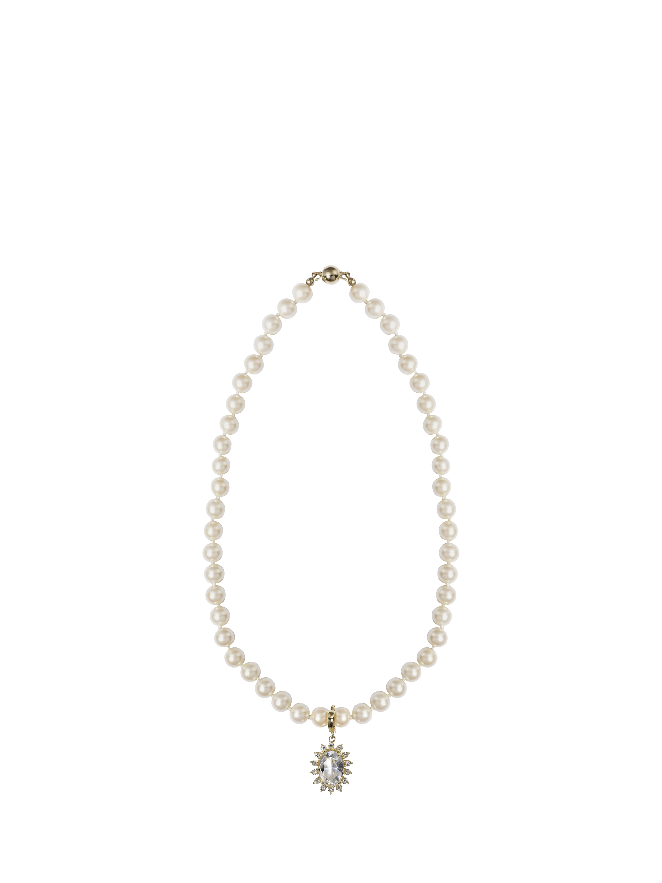 Product image 1 of 2, which shows Eclectica Pre-Loved Crystal Pendant and Faux Pearl Collar Necklace