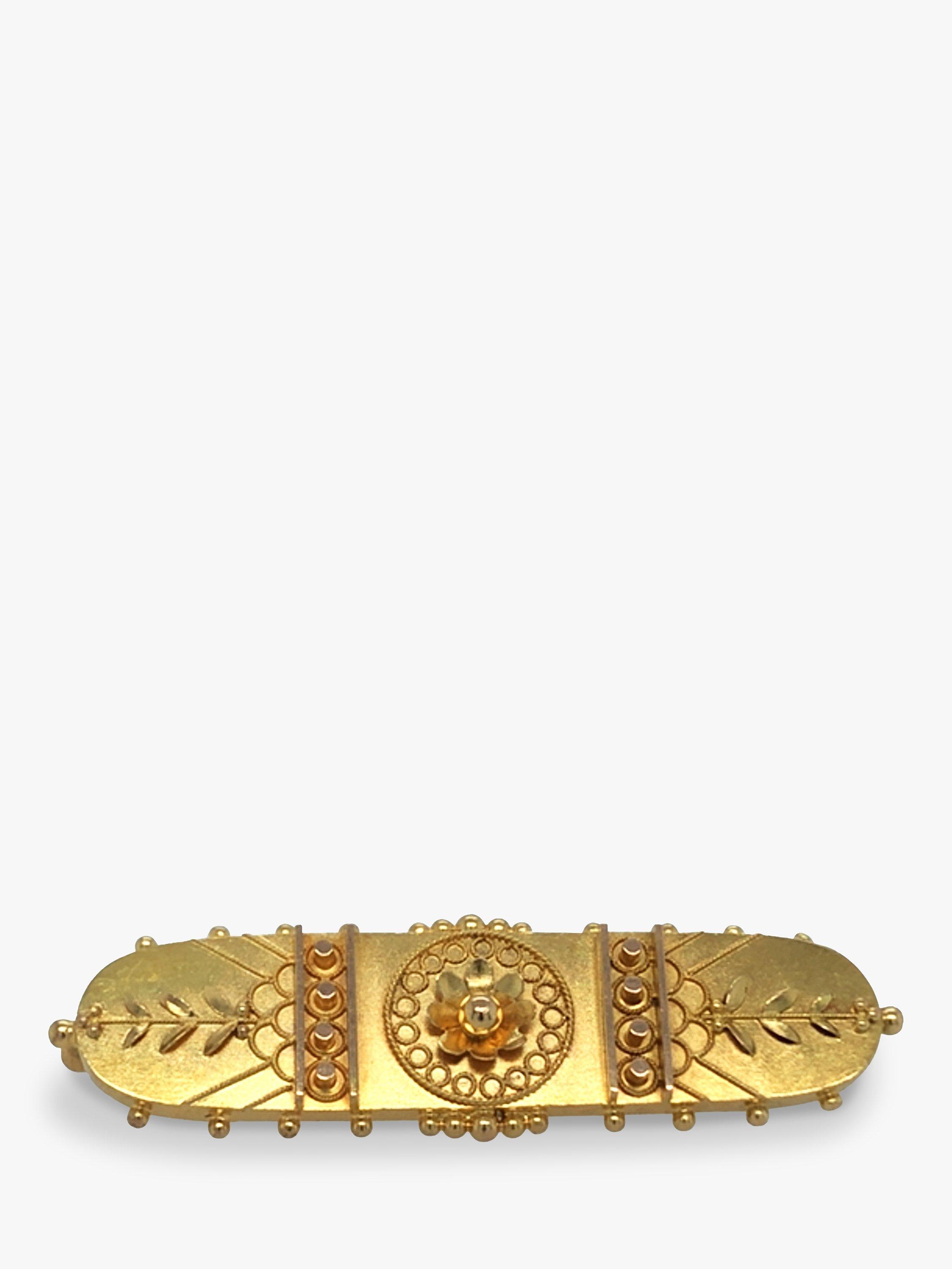 Product image 1 of 5, which shows Vintage Fine Jewellery Pre-Loved 15ct Yellow Gold Etruscan Brooch, Dated 1880