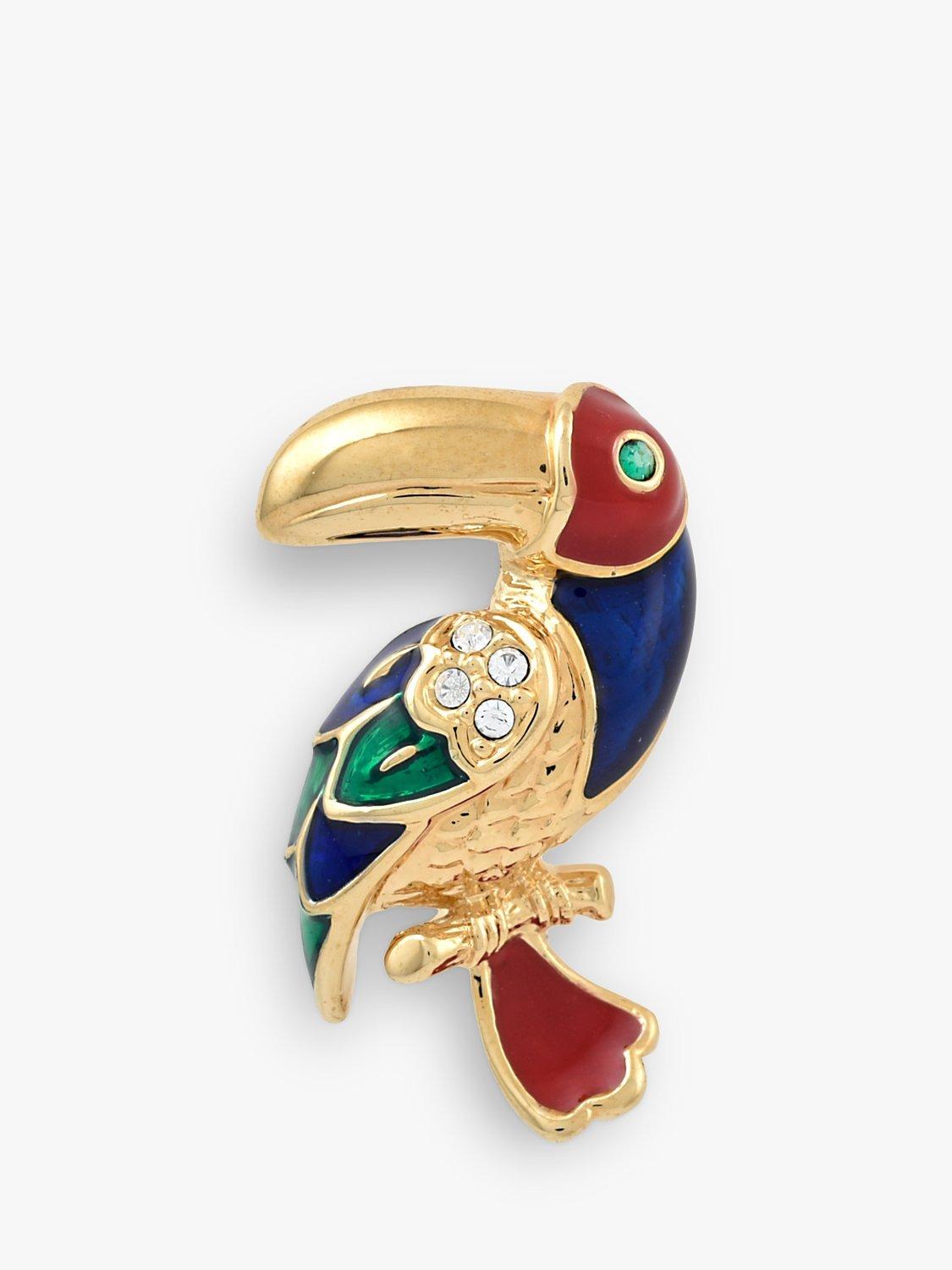 Product image 1 of 2, which shows Eclectica Pre-Loved Attwood & Sawyer Enamel & Swarovski Crystal Toucan Brooch