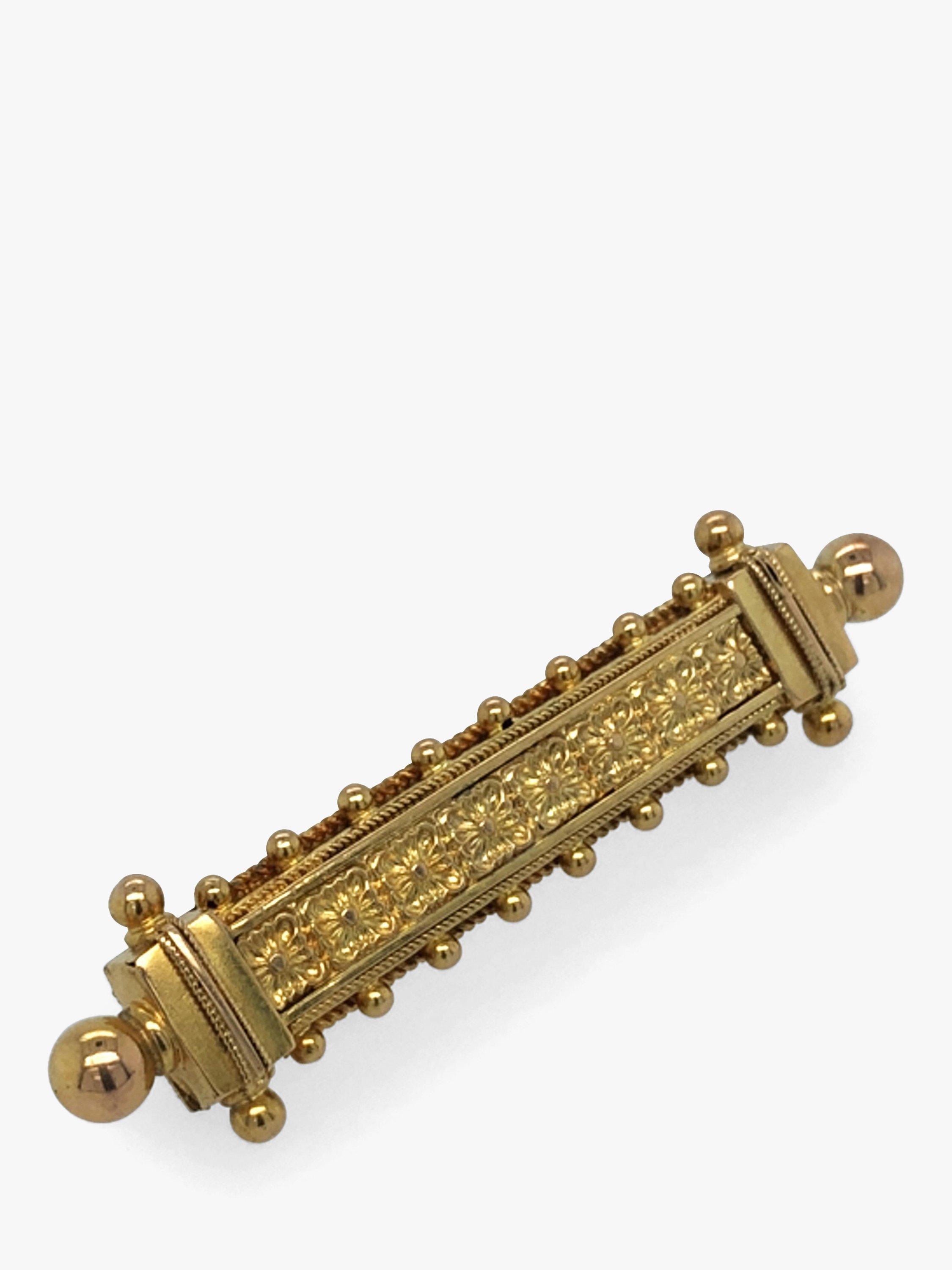 Product image 2 of 5, which shows Vintage Fine Jewellery Pre-Loved 15ct Yellow Gold Etruscan Brooch, Dated 1890