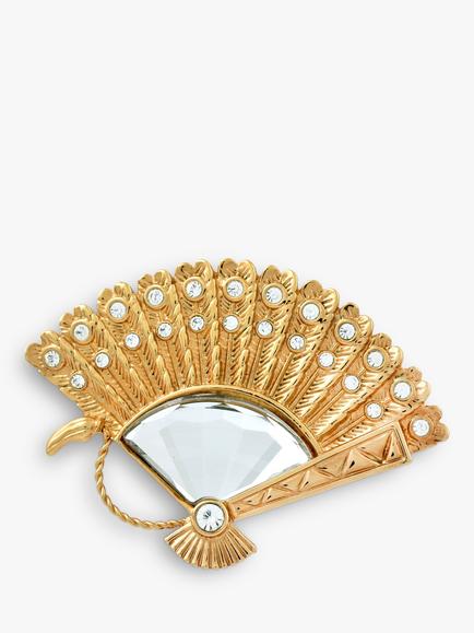Eclectica Pre-Loved Swarovski Crystal Spanish Fan Brooch, Dated Circa the 1980s, Gold