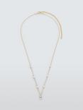 Lido Cubic Zirconia and Freshwater Pearl Station Necklace, Gold
