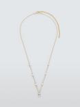 Lido Cubic Zirconia and Freshwater Pearl Station Necklace, Gold