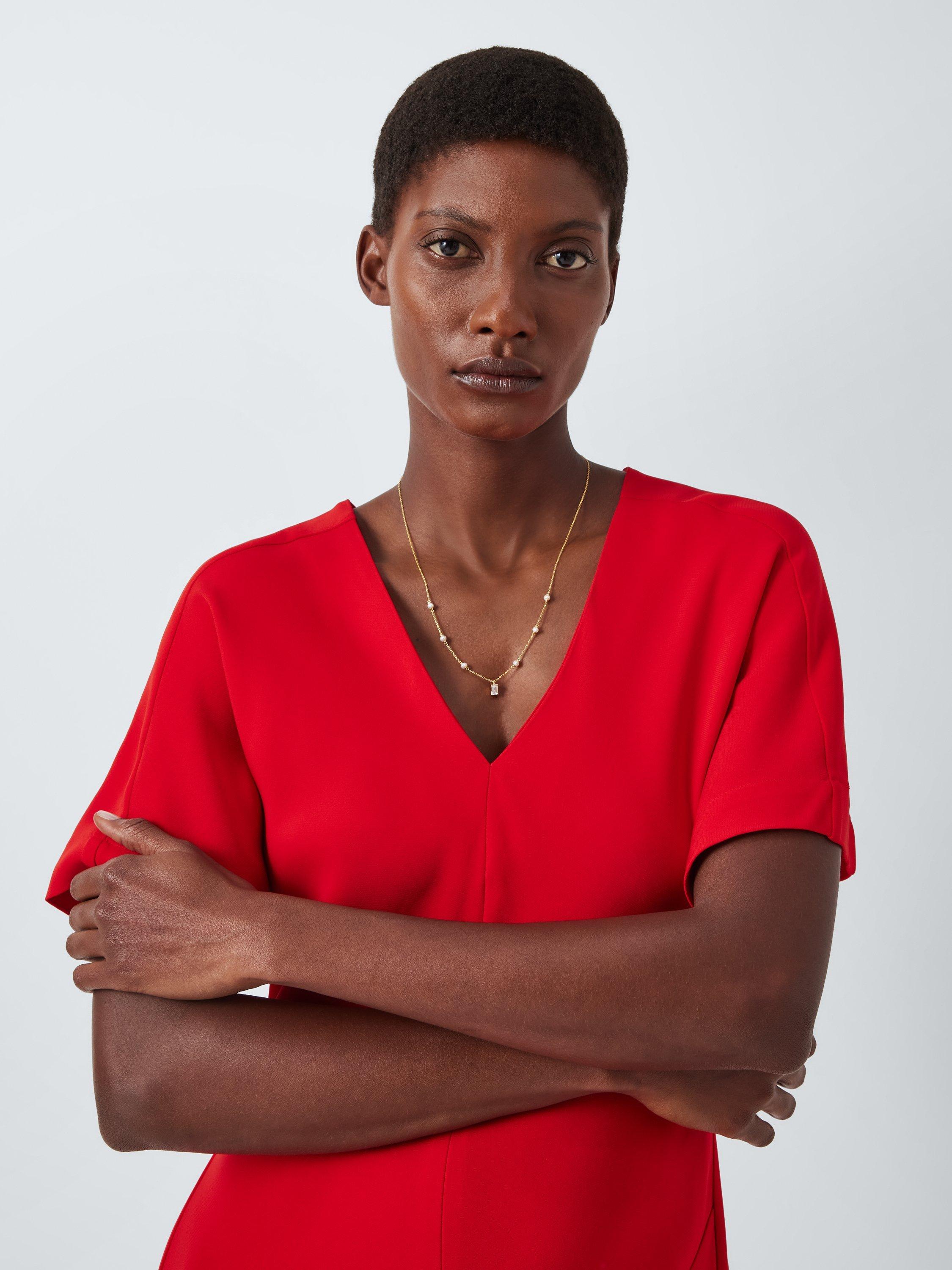 Product image 4 of 5, which shows Lido Cubic Zirconia and Freshwater Pearl Station Necklace, Gold