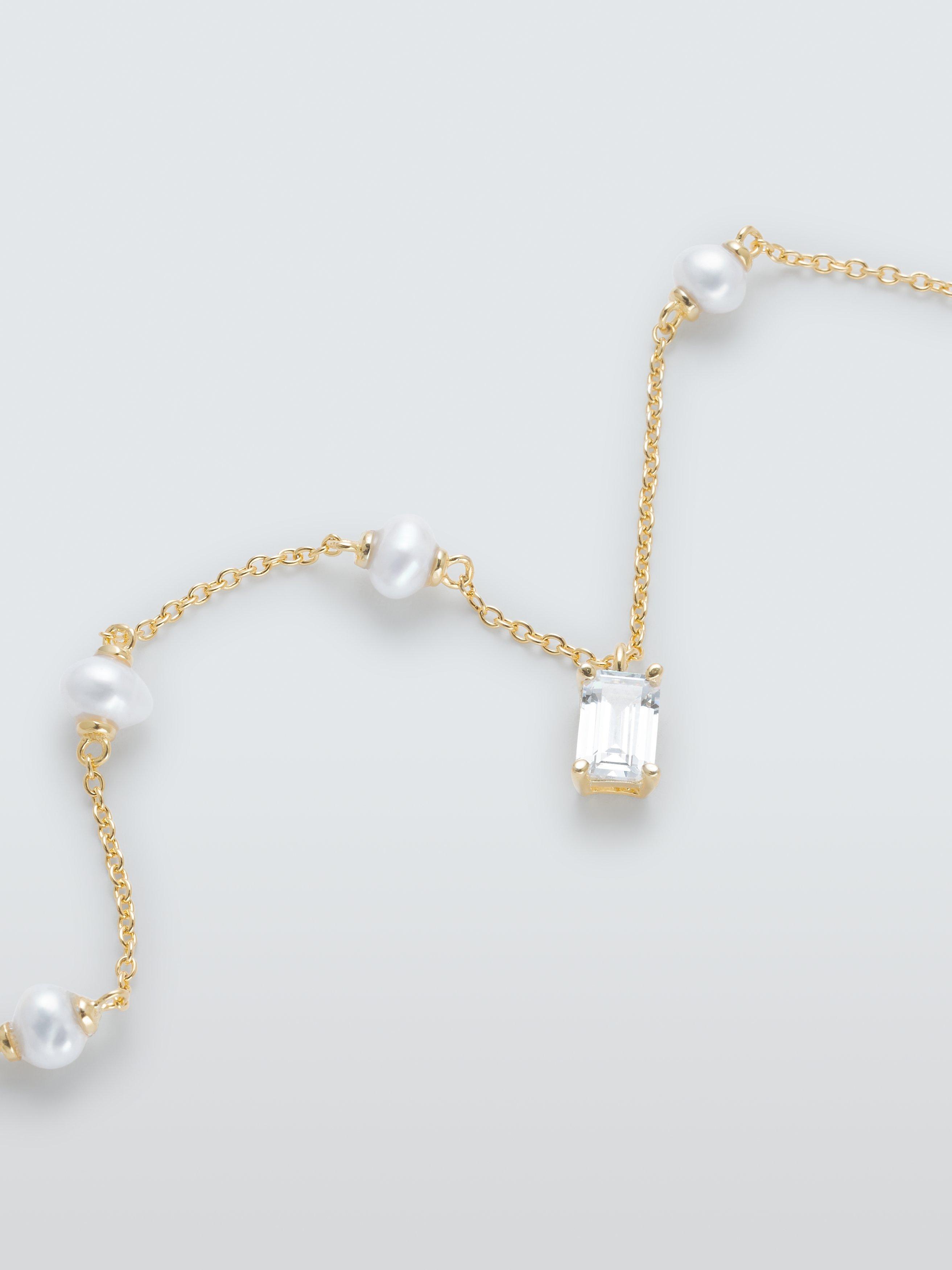 Product image 2 of 5, which shows Lido Cubic Zirconia and Freshwater Pearl Station Necklace, Gold