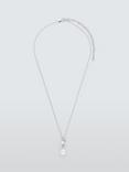 Lido Teardrop Cubic Zirconia & Freshwater Pearl Pendant Necklace, Silver