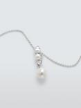 Lido Teardrop Cubic Zirconia & Freshwater Pearl Pendant Necklace, Silver