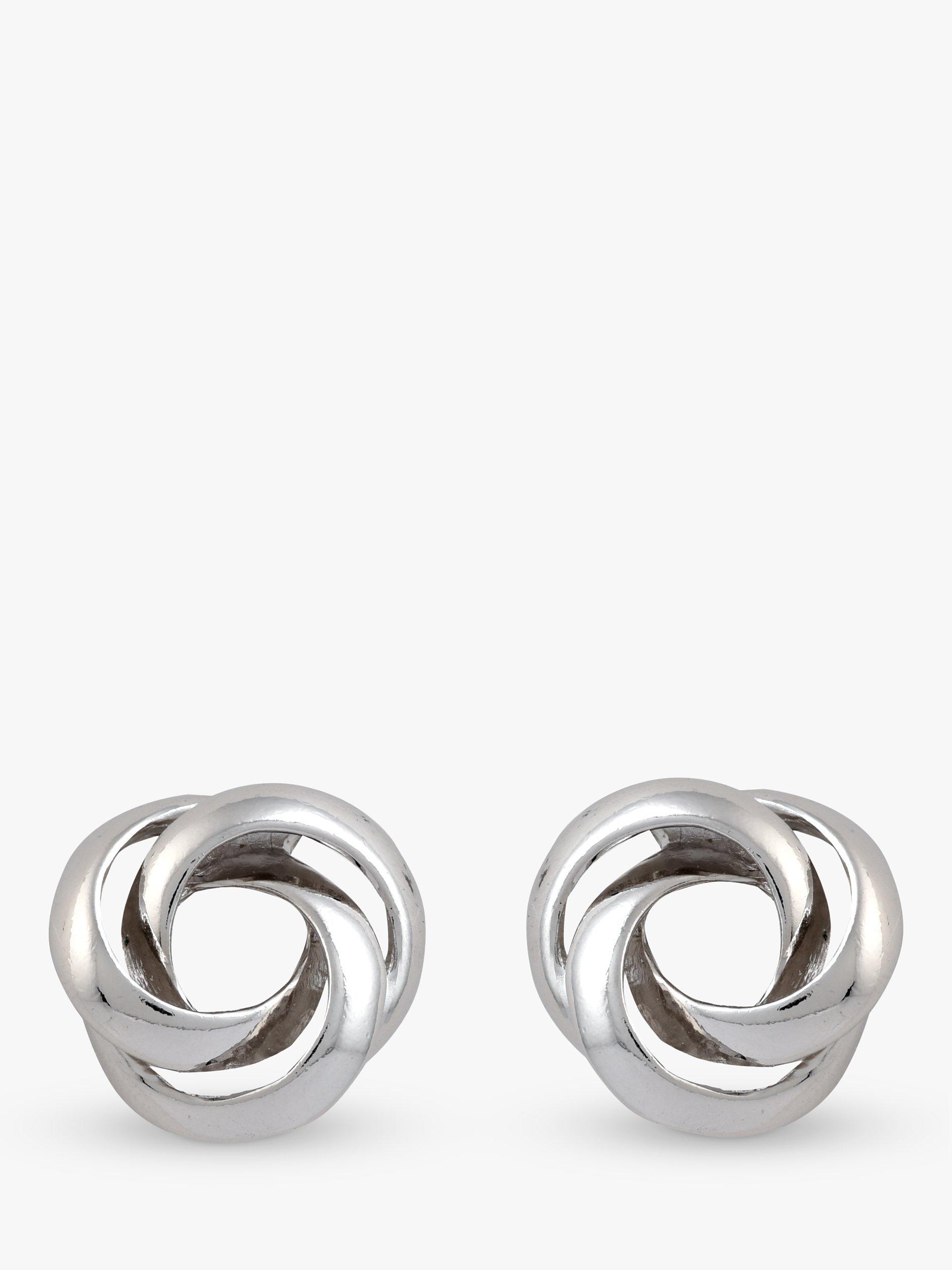 Product image 1 of 2, which shows Eclectica Pre-Loved Knot Clip-On Earrings, Dated Circa the 1980s, Silver
