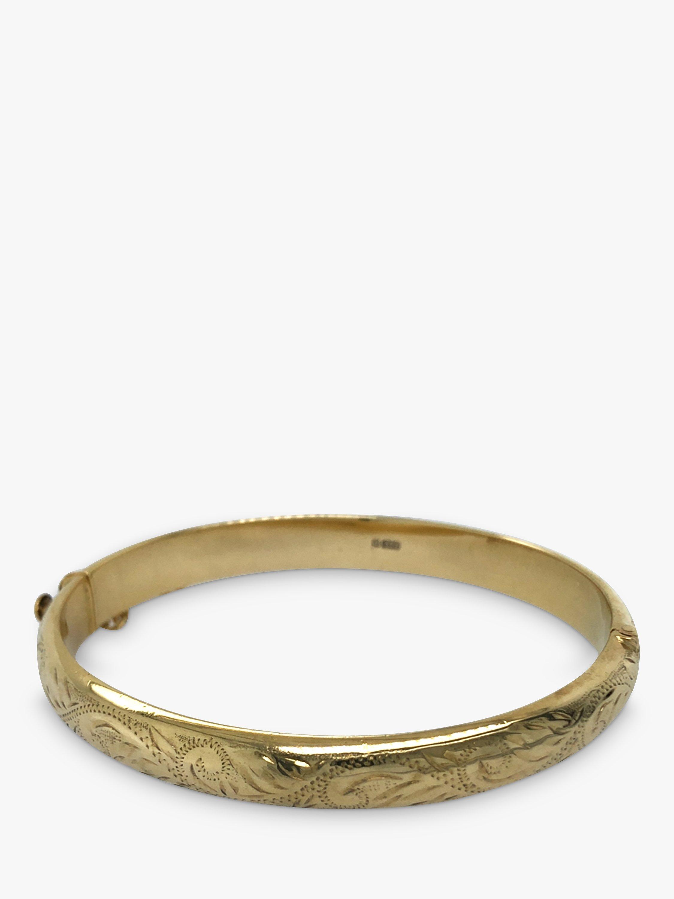 Vintage Fine Jewellery Pre-Loved 9ct Yellow Gold Engraved Bangle, Dated Birmingham 1965