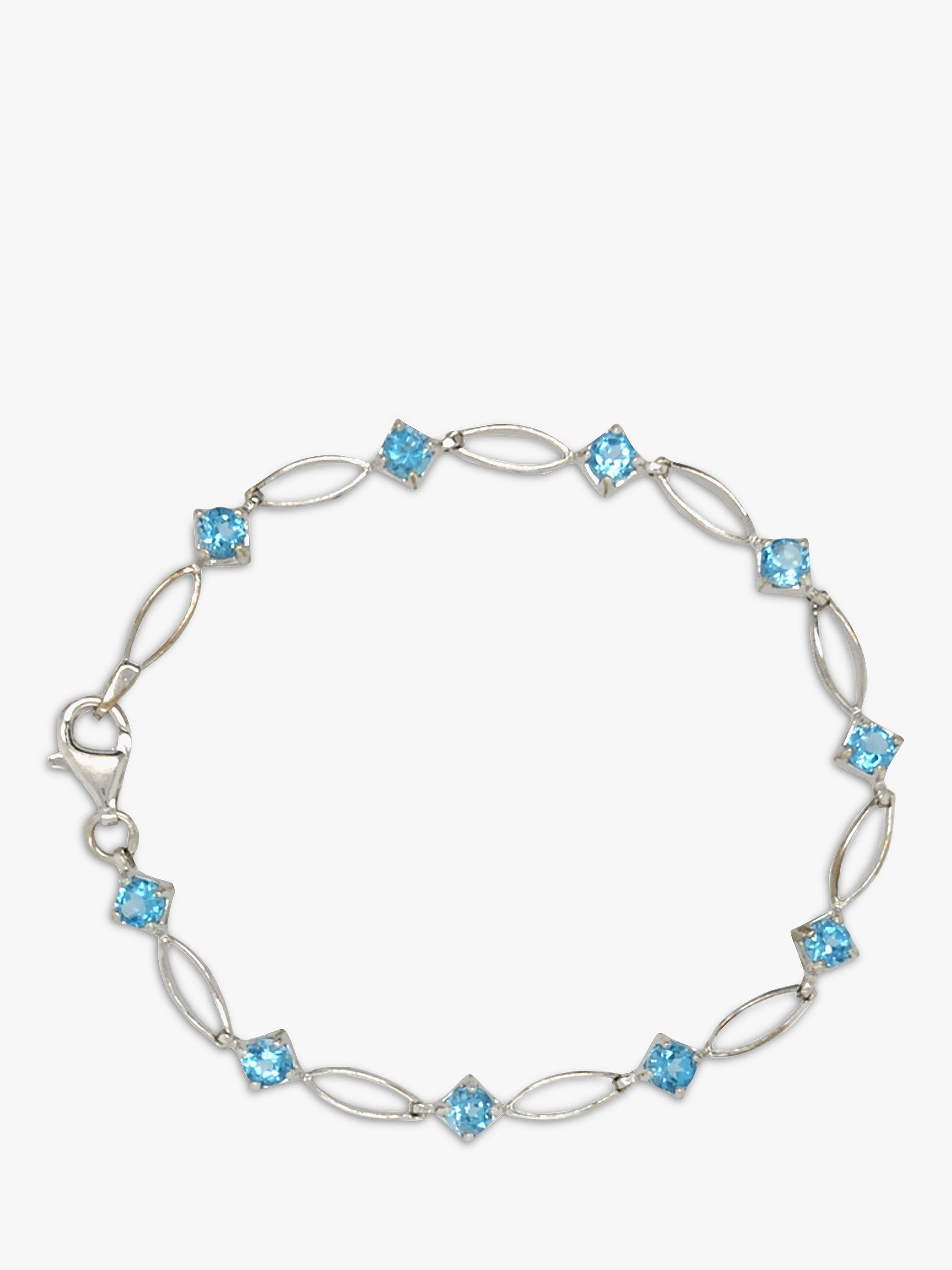 Vintage Fine Jewellery Pre-Loved 9ct White Gold Blue Topaz Bracelet