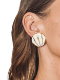 Eclectica Pre-Loved Found Collection Enamel Shell Clip-On Earrings, Dated Circa 1980s