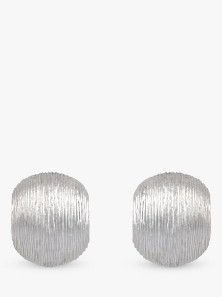 Eclectica Pre-Loved Textured Clip-On Hoop Earrings, Silver