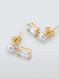 Lido Freshwater Pearl and Baguette Cubic Zirconia Drop Earrings, Gold