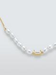 Lido Baguette Cubic Zirconia and Freshwater Pearl Chain Bracelet, Gold