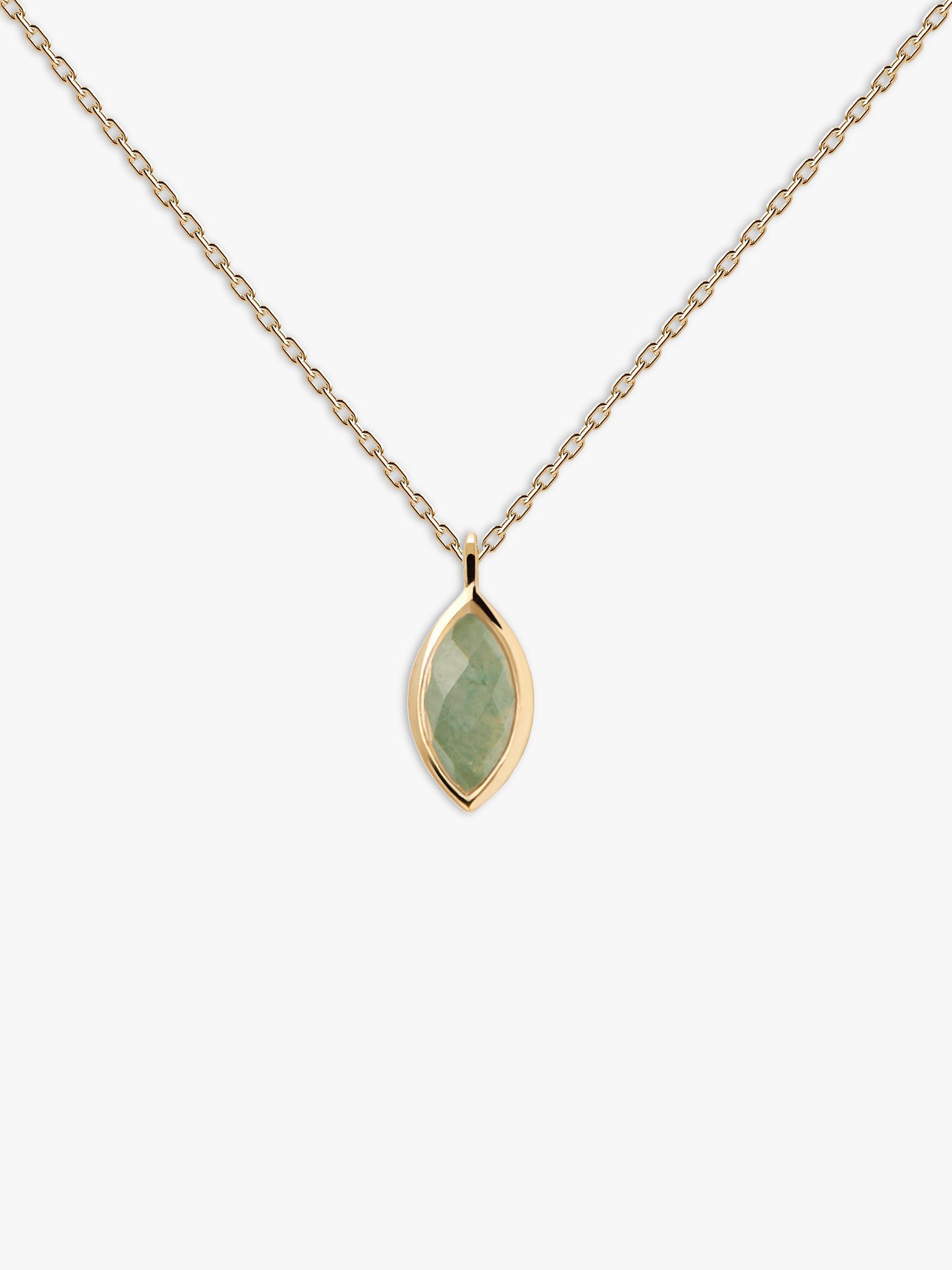 Product image 1 of 3, which shows PDPAOLA Marquise Aventurine Pendant Necklace, Gold