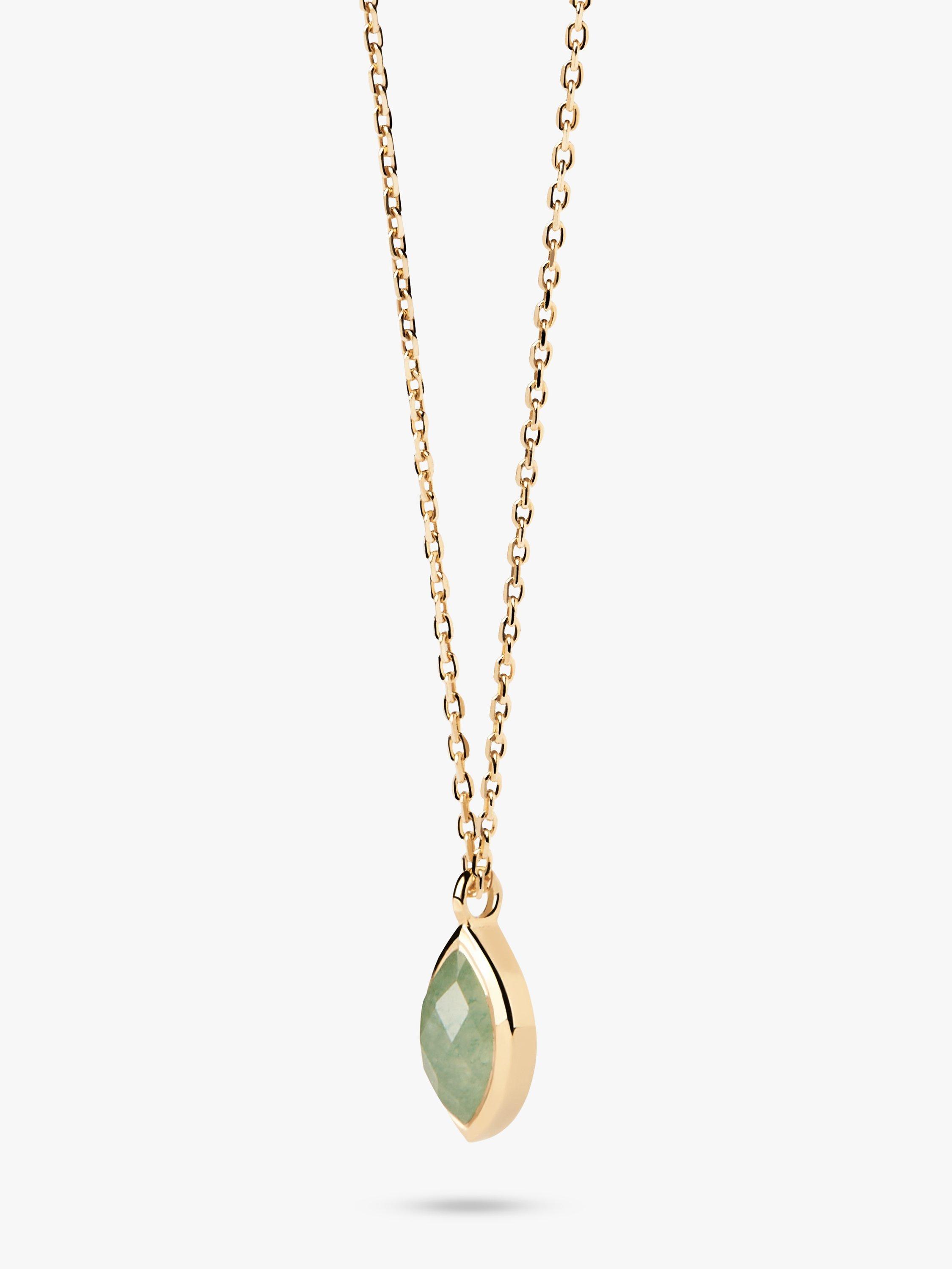 Product image 3 of 3, which shows PDPAOLA Marquise Aventurine Pendant Necklace, Gold