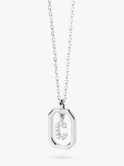 PDPAOLA Octagonal Cubic Zirconia Alphabet Initial Pendant Necklace, Silver C