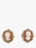 Vintage Fine Jewellery Pre-Loved 9ct Yellow Gold Cameo Stud Earrings, Dated Birmingham 1958