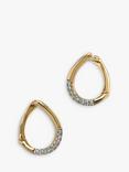 Vintage Fine Jewellery Pre-Loved 9ct Yellow & White Gold Pave Diamond Set Hoop Earrings