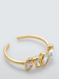 Lido Mixed Shape Cubic Zirconia and Freshwater Pearl Adjustable Ring, Gold