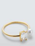 Lido Freshwater Pearl and Baguette Cubic Zirconia Adjustable Ring, Gold