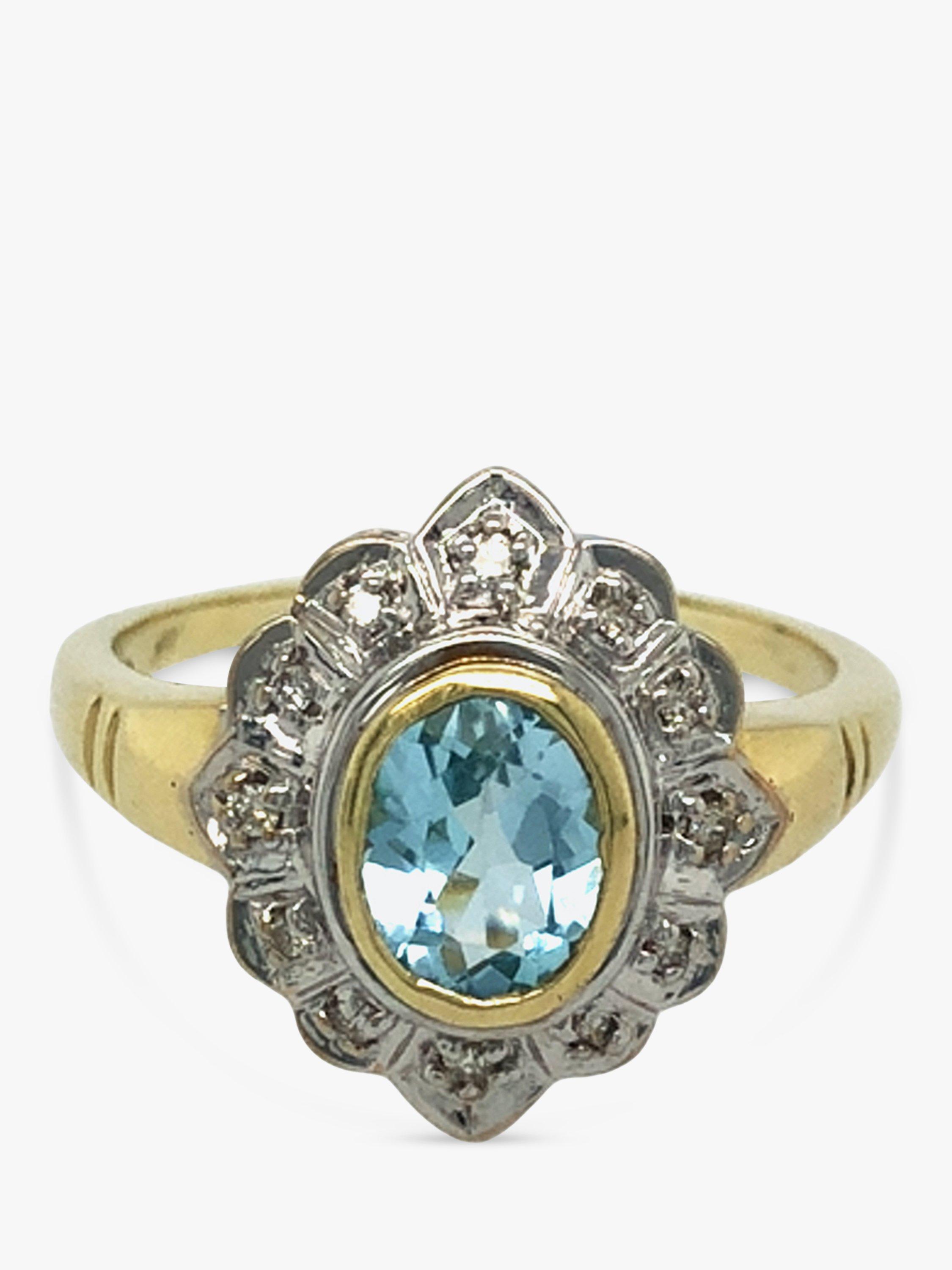 Vintage Fine Jewellery Pre-Loved 14ct Yellow and White Gold Diamond with Topaz Cluster Ring