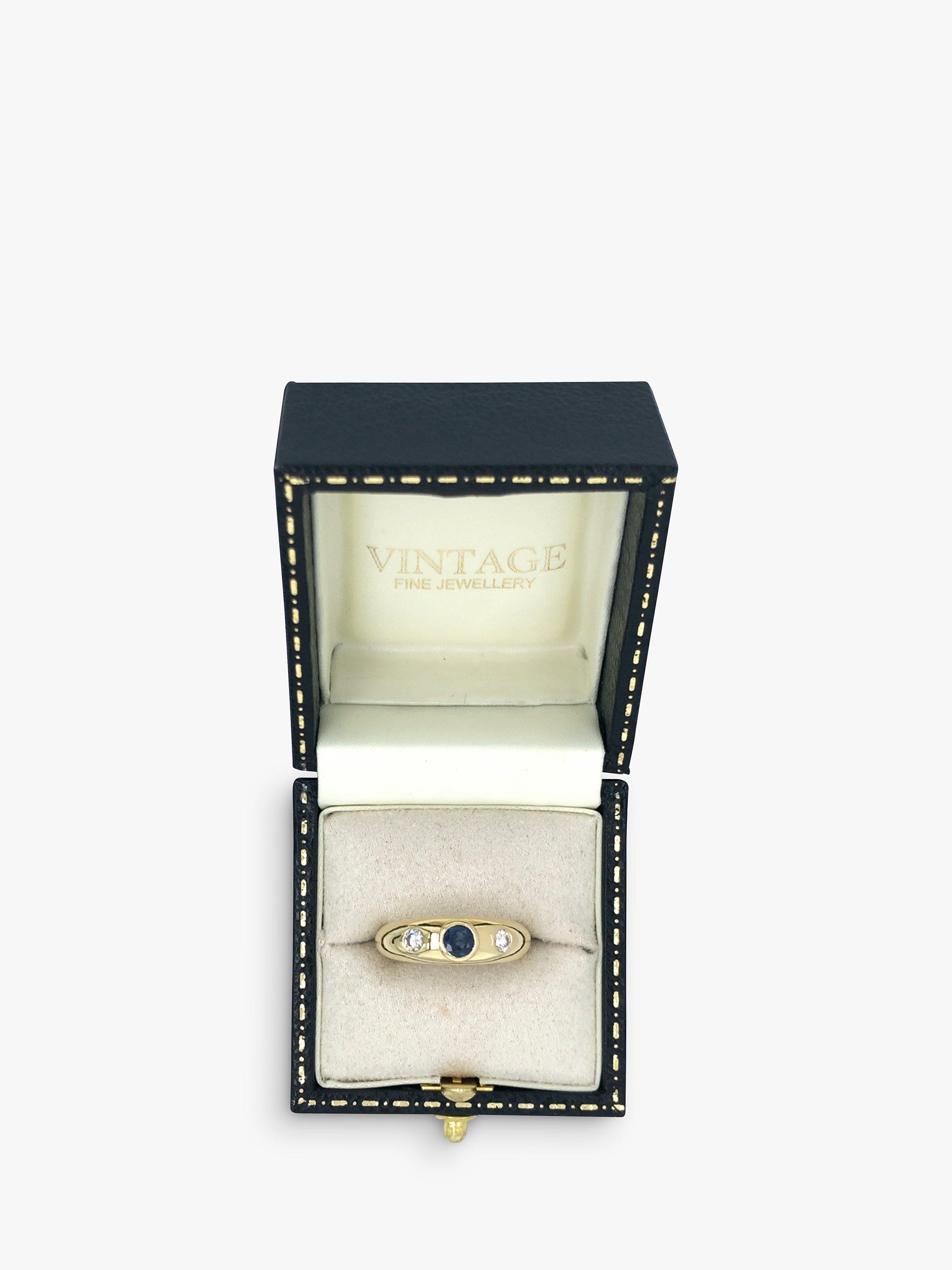 Product image 3 of 5, which shows Vintage Fine Jewellery Pre-Loved 18ct Yellow Gold Oval Sapphire & Diamond Ring