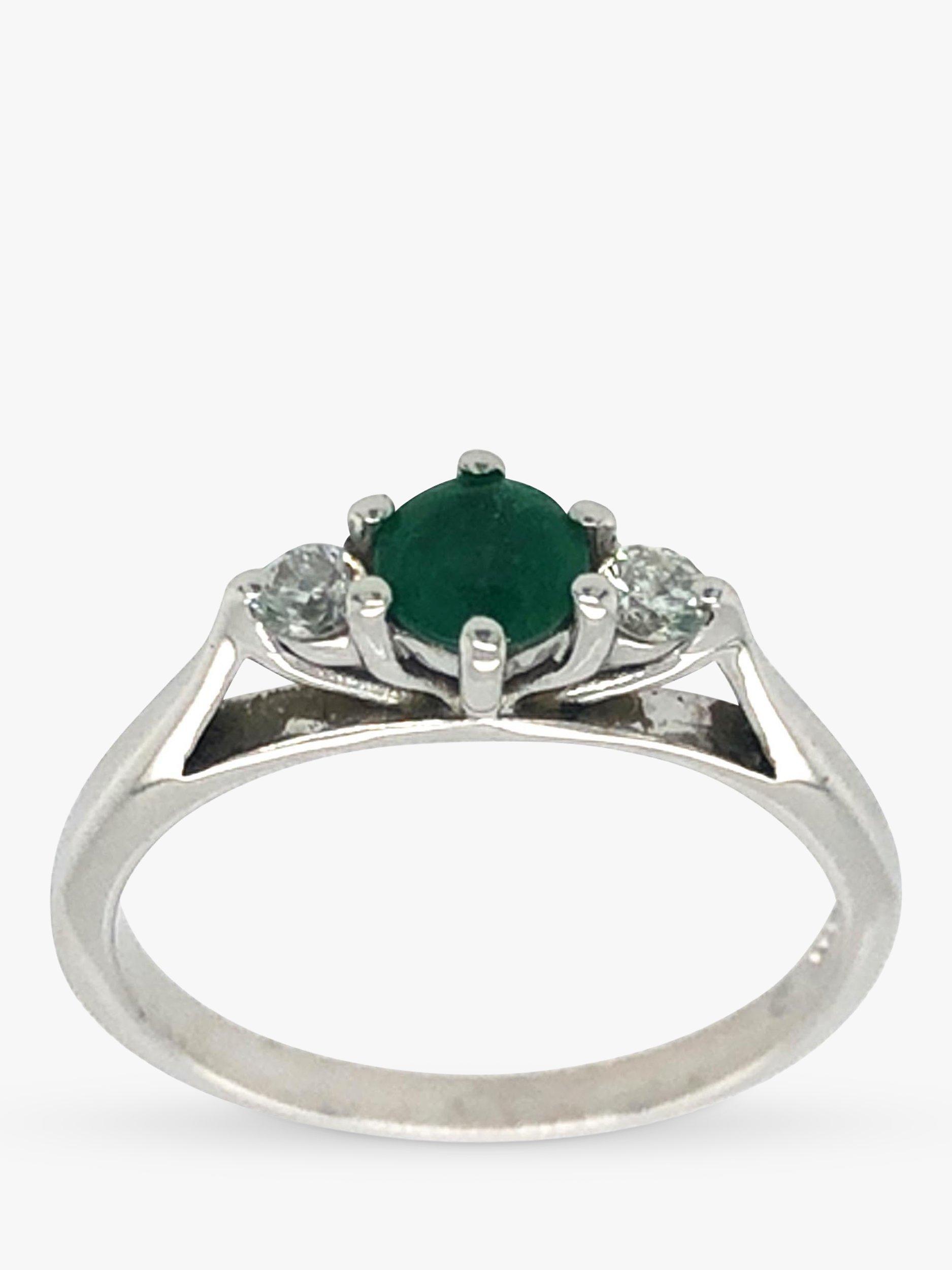 Vintage Fine Jewellery Pre-Loved 18ct White Gold Diamond and Emerald Ring