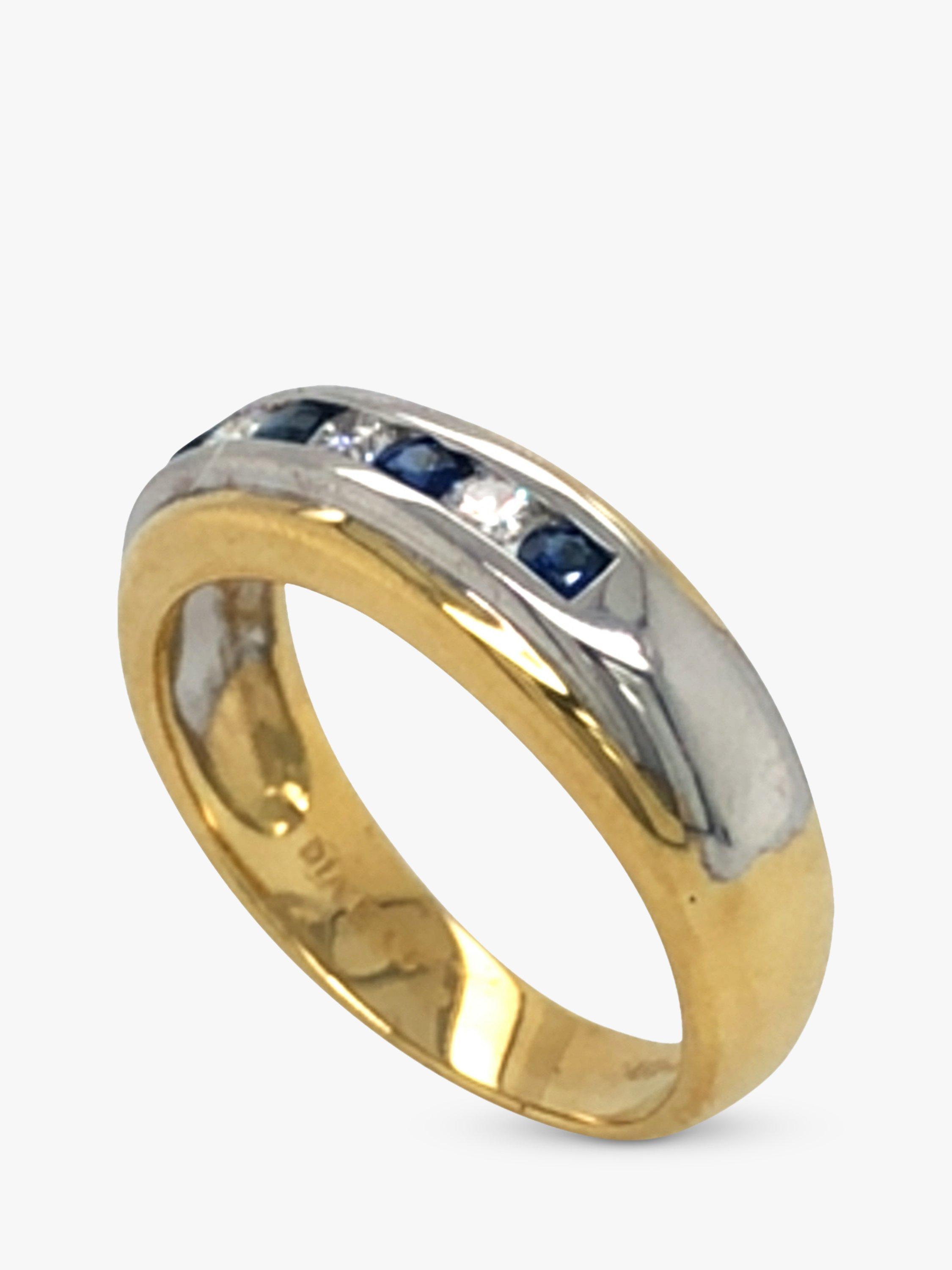 Product image 3 of 7, which shows Vintage Fine Jewellery Pre-Loved 18ct Yellow and White Gold Sapphire and Diamond Band Ring