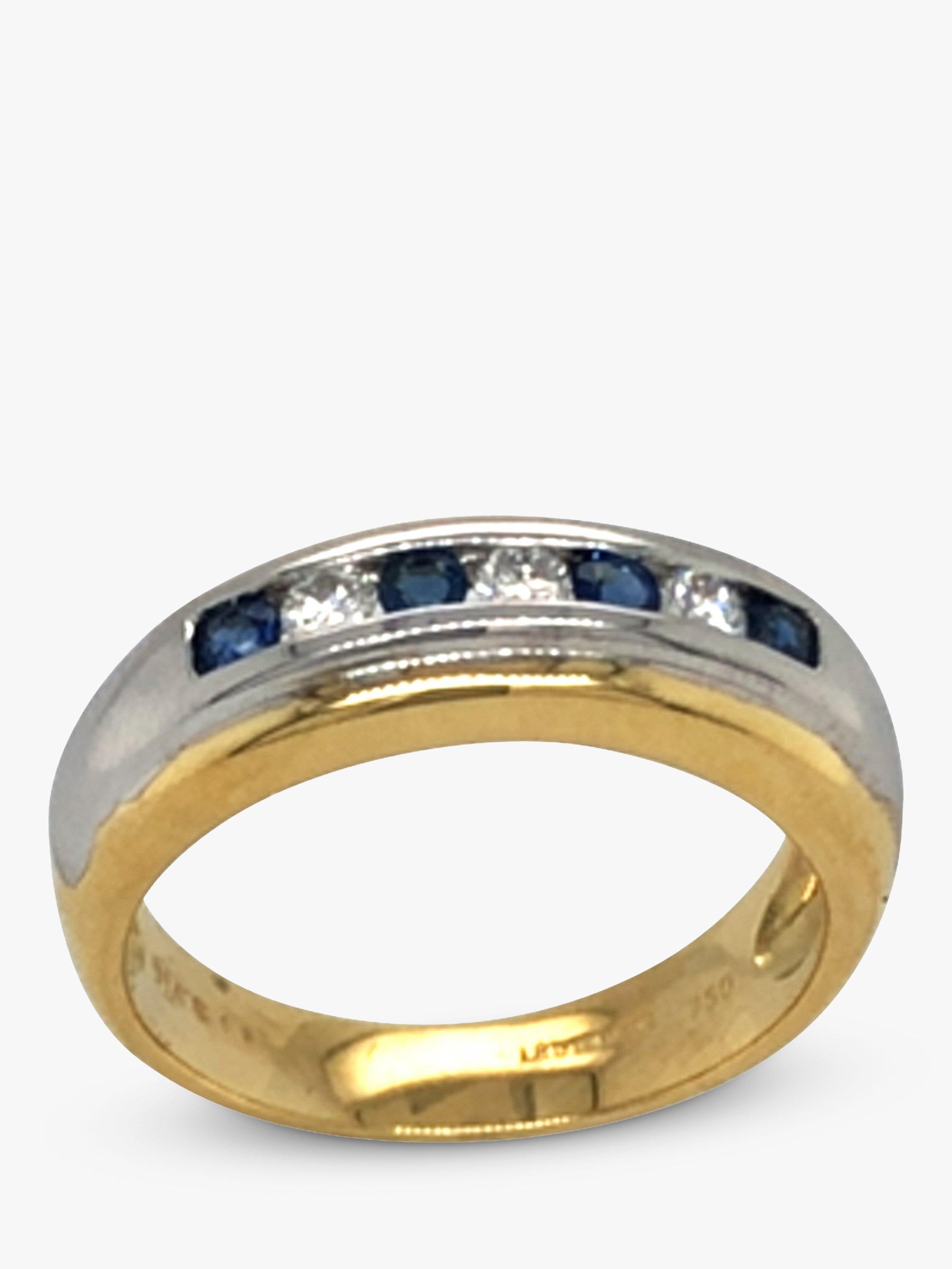 Product image 4 of 7, which shows Vintage Fine Jewellery Pre-Loved 18ct Yellow and White Gold Sapphire and Diamond Band Ring