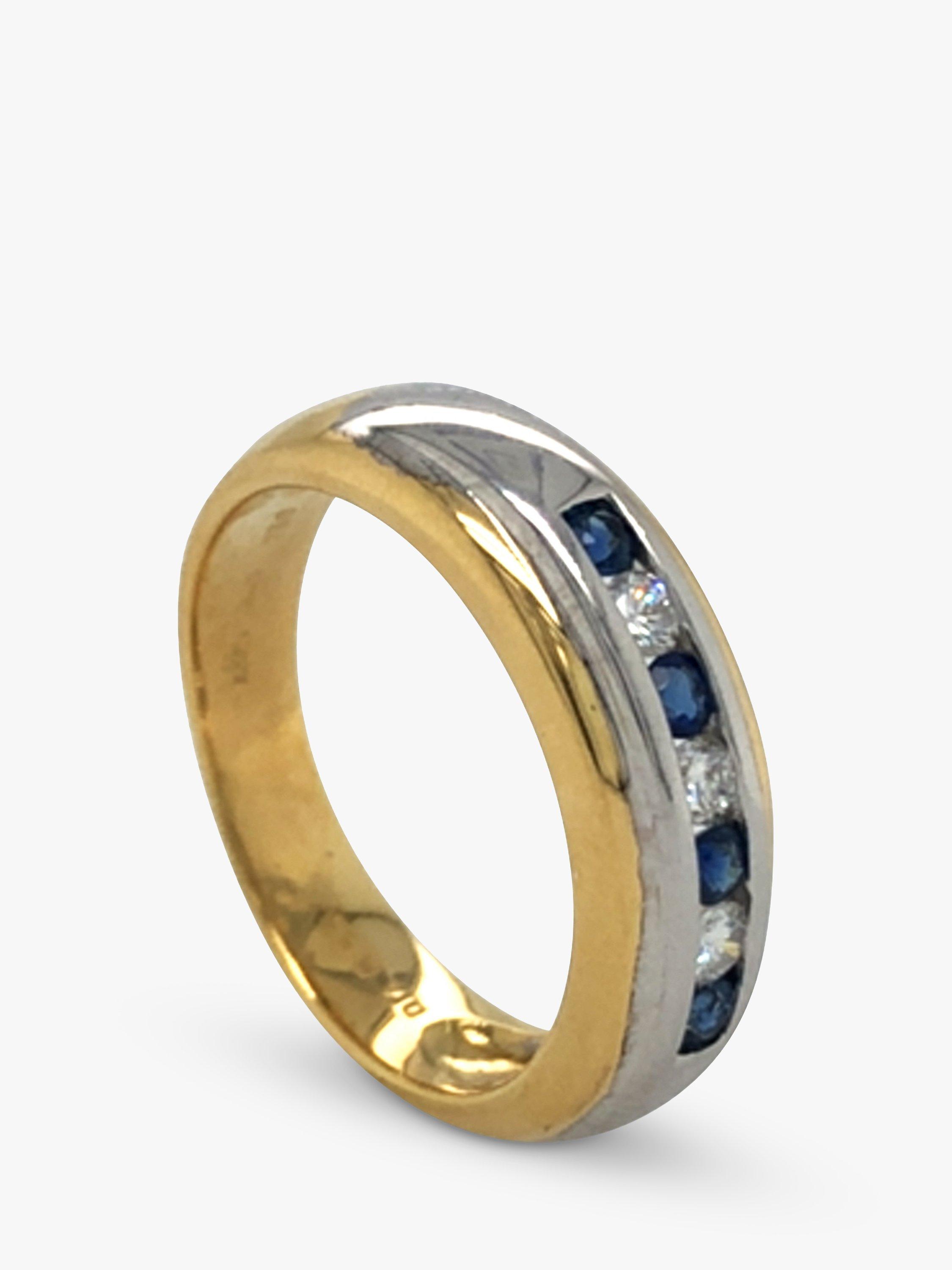 Product image 5 of 7, which shows Vintage Fine Jewellery Pre-Loved 18ct Yellow and White Gold Sapphire and Diamond Band Ring