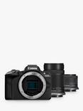 Canon EOS R50 Compact System Camera with RF-S 18-45mm Zoom & 55-210mm Telephoto Lenses, 4K Ultra HD, 24.2MP, Wi-Fi, Bluetooth, OLED EVF, 3” Vari-Angle Touch Screen, Double Lens Kit, Black