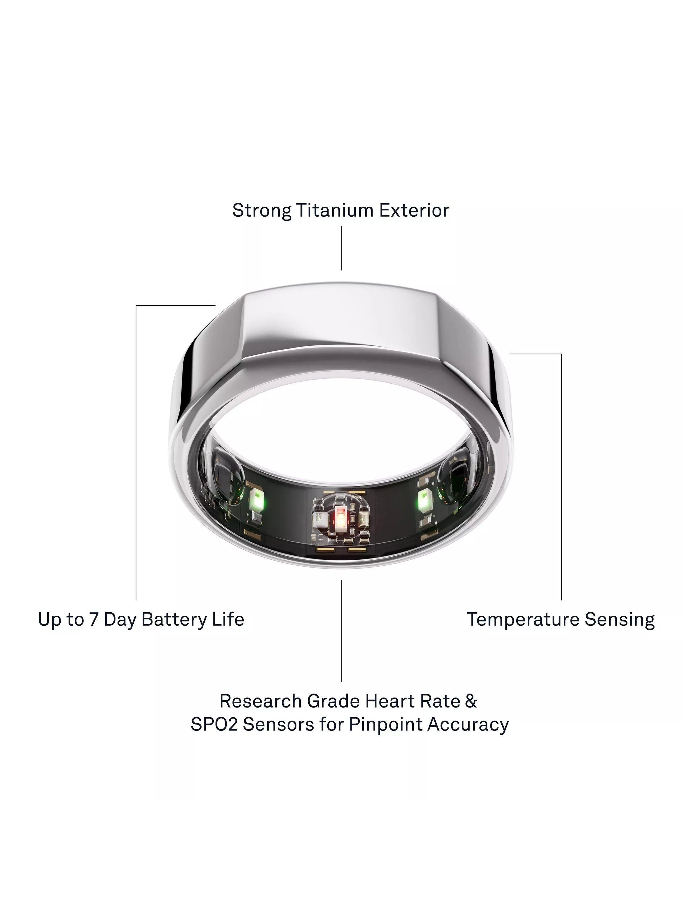 ボディ・フェイスケア Oura Gen3 Heritage Silver Size 9 Oura Ring Gen3 Heritage Health & Fitness Tracker Smart Ring, Silver