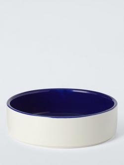 John Lewis Colour Block Stoneware Pet Bowl, Blue, Blue