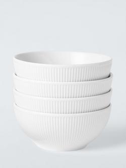 John Lewis Radial Porcelain Cereal Bowl, Set of 4, 13.5cm, White, White