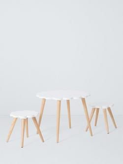 John Lewis Daisy Table and Chairs Set, White/Natural, White/Natural