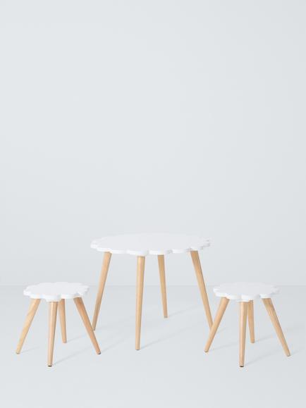 John Lewis Daisy Table and Chairs Set, White/Natural - view 2, White/Natural