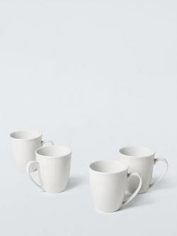 John Lewis Eat Porcelain Small Mug, Set of 4, 360ml, White, White