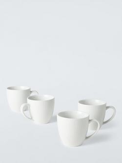 John Lewis Radial Porcelain Mug, Set of 4, 400ml, White, White