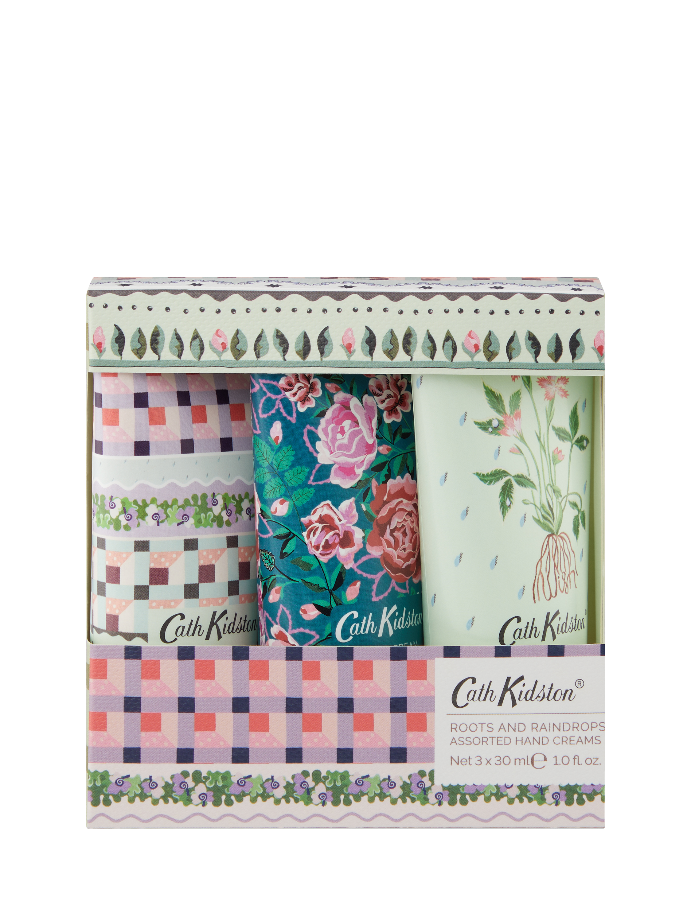 Product image 2 of 2, which shows Cath Kidston Roots & Raindrops Hand Creams, Pack of 3