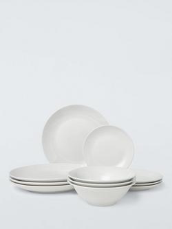 John Lewis Eat Porcelain Dinnerware Set, 12 Piece, White, White