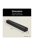 LG SQM1 Compact Bluetooth Soundbar, Black