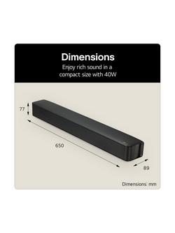 LG SQM1 Compact Bluetooth Soundbar, Black - view 2, Black