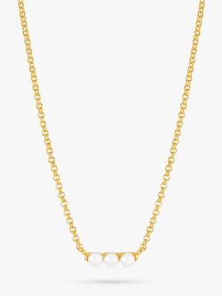 Dower & Hall Triple Freshwater Pearl Necklace, Gold, Gold