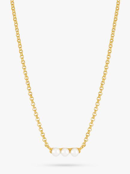 Dower & Hall Triple Freshwater Pearl Necklace, Gold, Gold