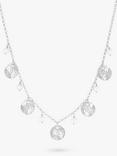 Dower & Hall Freshwater Pearl & Hammered Disc Necklace