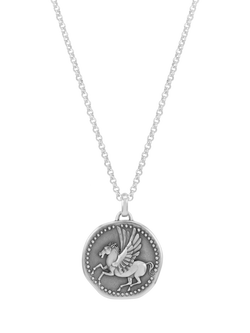 Dower & Hall Men's Pegasus Talisman Pendant Necklace, Silver