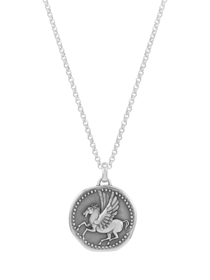 Dower & Hall Men's Pegasus Talisman Pendant Necklace, Silver