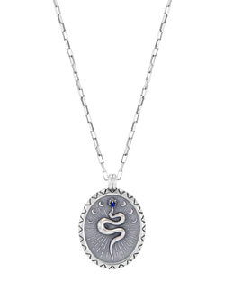 Dower & Hall Men's Snake Talisman Pendant Necklace, Silver