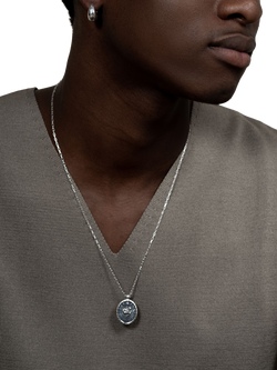 Dower & Hall Men's Snake Talisman Pendant Necklace - view 2, Silver